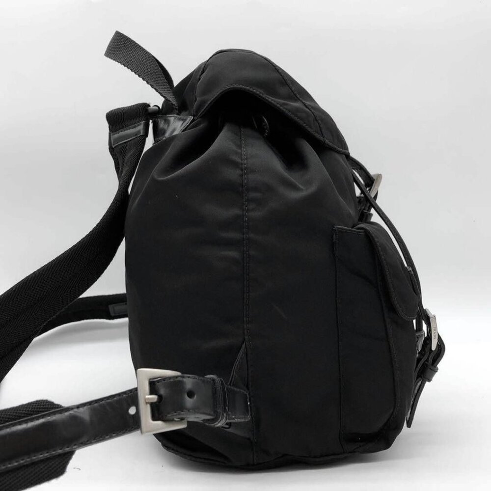 Prada Nylon Tessuto Backpack Saffiano Leather Shoulder Bag Purse Tote - Picture 9 of 10
